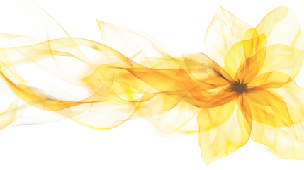 Yellow abstract smoke swirls beautifully on a white background