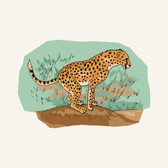 Leopard on the Tree vector illustration