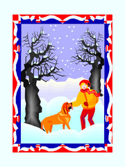 Christmas greeting card and winter vector illustration