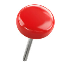 red push pin on transparent background