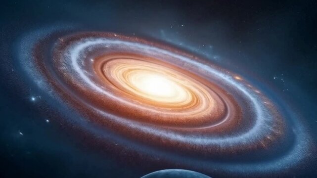 spiral galaxy planet with a view from space to a nebula and stars. space background illustration.  seamless looping overlay 4k virtual video animation background