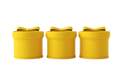 Yellow gift box 3D render icon isolated on white background