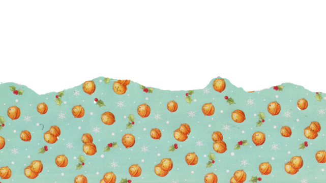 Festive Christmas Pattern with Oranges and Holly isolated from background