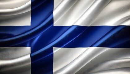 Obraz premium Vibrant Finland flag waving with luxurious satin texture - Patriotic and cultural symbol