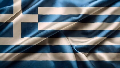 Vibrant Greece flag waving with luxurious satin texture - Patriotic and cultural symbol