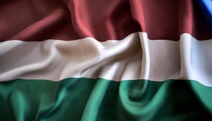 Obraz premium Vibrant Hungary flag waving with luxurious satin texture - Patriotic and cultural symbol
