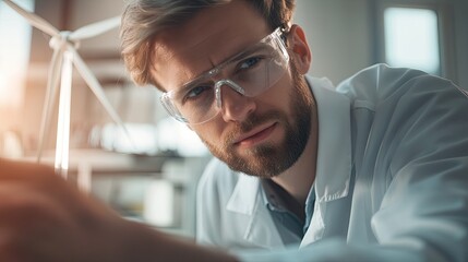 Obraz premium Focused scientist in lab, examining intricate details of innovat