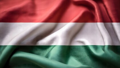 Obraz premium Vibrant Hungary flag waving with luxurious satin texture - Patriotic and cultural symbol