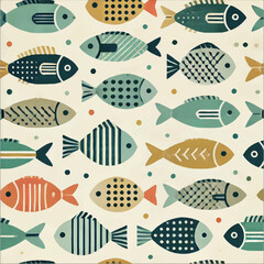 FLAT FISH PRINT DESIGN BACKGROUND IN VECTOR