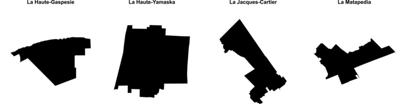 La Haute-Gaspesie, La Haute-Yamaska, La Jacques-Cartier, La Matapedia outline maps