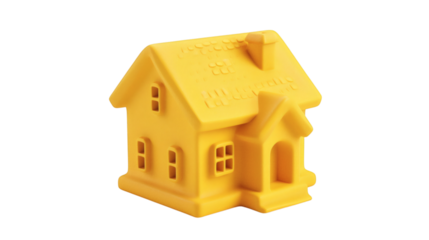 Yellow house 3D render icon isolated on white background