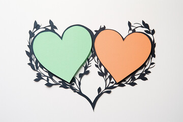 Love hearts Joined together with floral pattern