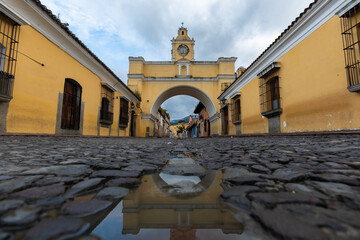 Old Santa Catalina bridge, in the city of Antigua, Guatemala