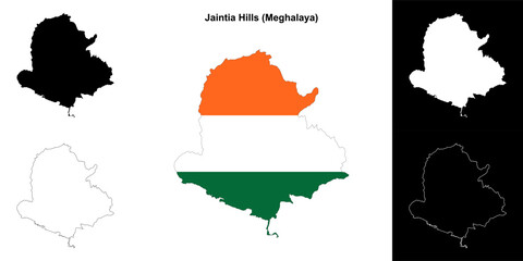 Jaintia Hills district (Meghalaya) outline map set