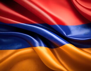 Naklejka premium Vibrant Armenia flag waving with luxurious satin texture - Patriotic and cultural symbol