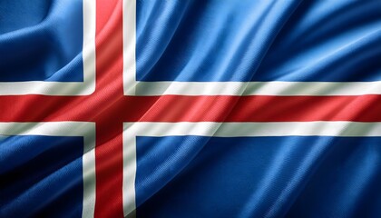 Fototapeta premium Vibrant Iceland flag waving with luxurious satin texture - Patriotic and cultural symbol
