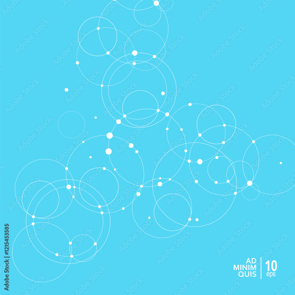 Poster Abstract technology vector background with circles and dots