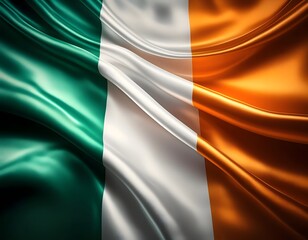Obraz premium Vibrant Ireland flag waving with luxurious satin texture - Patriotic and cultural symbol