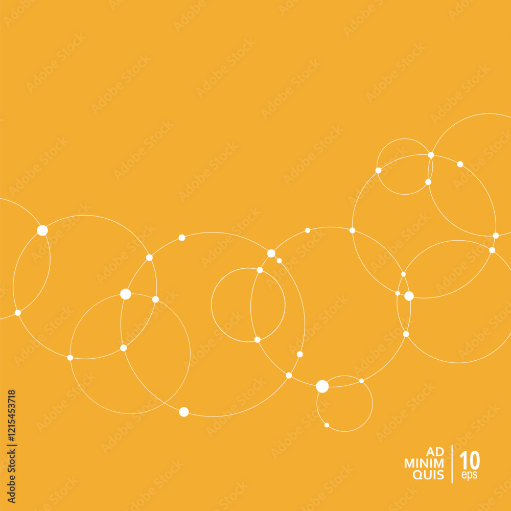 Leinwandbilder Abstract vector geometric illustration background with connected lines and dots and circles