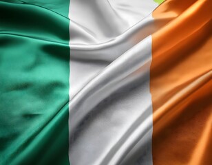 Fototapeta premium Vibrant Ireland flag waving with luxurious satin texture - Patriotic and cultural symbol