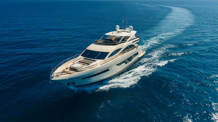 Fototapeta premium View of a motor boat. Luxury transportation. Vacation and holidays. Summer time for sea travel