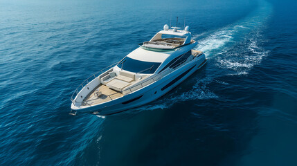 View of a motor boat. Luxury transportation. Vacation and holidays. Summer time for sea travel