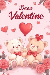 Valentine&rsquo;s Day greeting card design with cute bear and text.