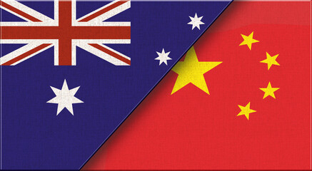 Flags of Australia and China. Two Flags Together Australian and Chinese flag
