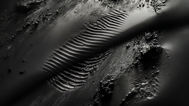 Moon surface exploration with astronaut footprint in dusty terrain at dusk