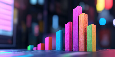 Ascending Colorful Bar Graph Composed of Textured Blocks
