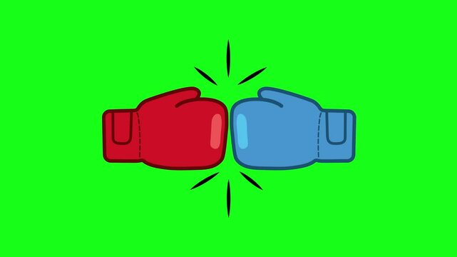 Boxing Gloves Bumping Animation on Green Background