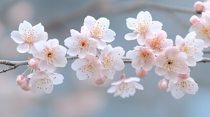 Cherry blossom branches adorned with delicate pink flowers in full bloom during springtime, showcasing nature's beauty and renewal