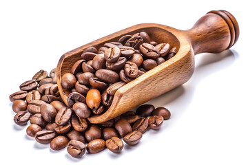 Obraz premium coffee beans in a wooden scoop
