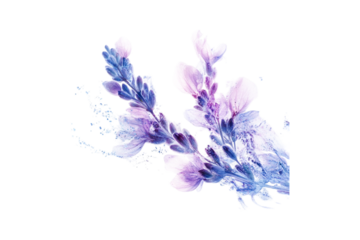 Abstract Lavender Floral Artwork Blue Purple Hues Glitch Art,