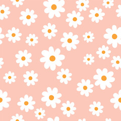 Seamless pattern with daisy. Floral vector illustration.It can be used for wallpapers, cards, patterns for clothes and other. 