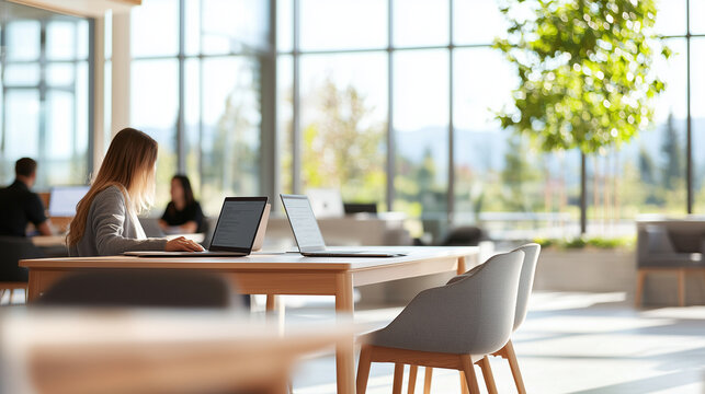 Modern Office Collaborative Teamwork with Laptops and Ideas Exchange