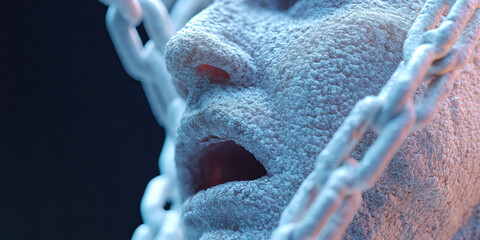 Close-up of Textured Face with Chain