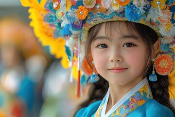 Joyful celebration of traditional Korean games at the vibrant street festival