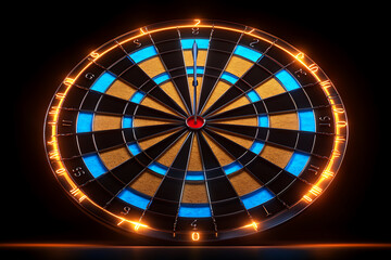 illustration of a dart hitting the bullseye, with its frame glowing brightly.