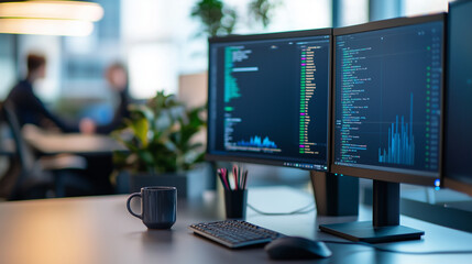 Sleek Desk Setup with Multiple Monitors and Ergonomic Accessories