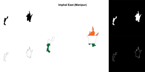 Imphal East district (Manipur) outline map set