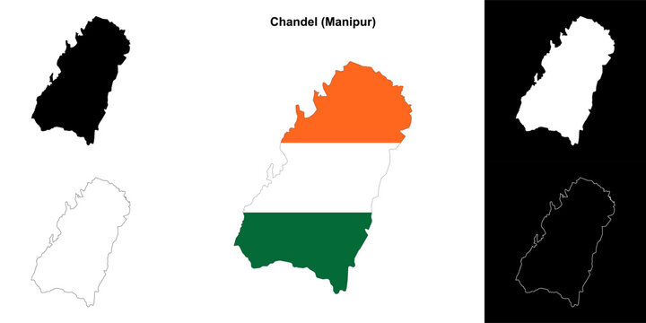 Chandel district (Manipur) outline map set