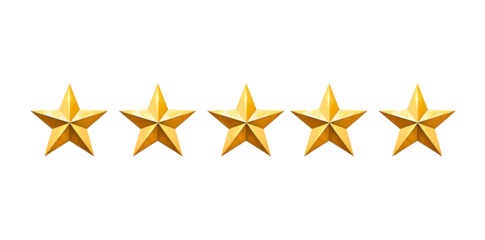 A golden 5 star on a transparent background