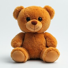 Obraz premium Adorable Brown Plush Teddy Bear Sitting on White Background