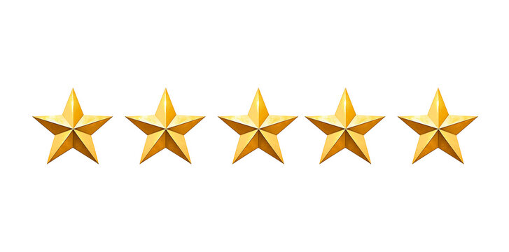 A golden 5 star on a transparent background