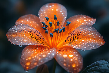 A glowing shot of a seed sprouting from the ground, on a transparent background highlighted by a combination of blue and black data points

