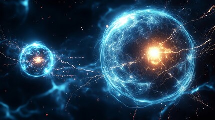 Fototapeta premium Dynamic Visualization of Quantum Energy and Atomic Interaction Phenomena