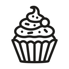 Cupcake icon. Editable line icon. Vector illustration
