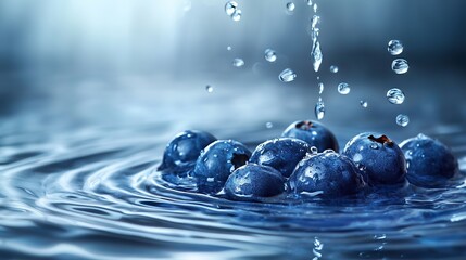 Fresh Blueberries Floating in Clear Water Capturing the Essence of Natural Beauty and Vibrant Colors Creating a Refreshing and Inviting Scene Perfect for Healthy Lifestyle Imagery