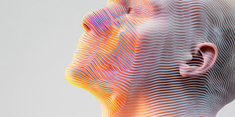 Stylized Human Head Profile with Layered Line Texture